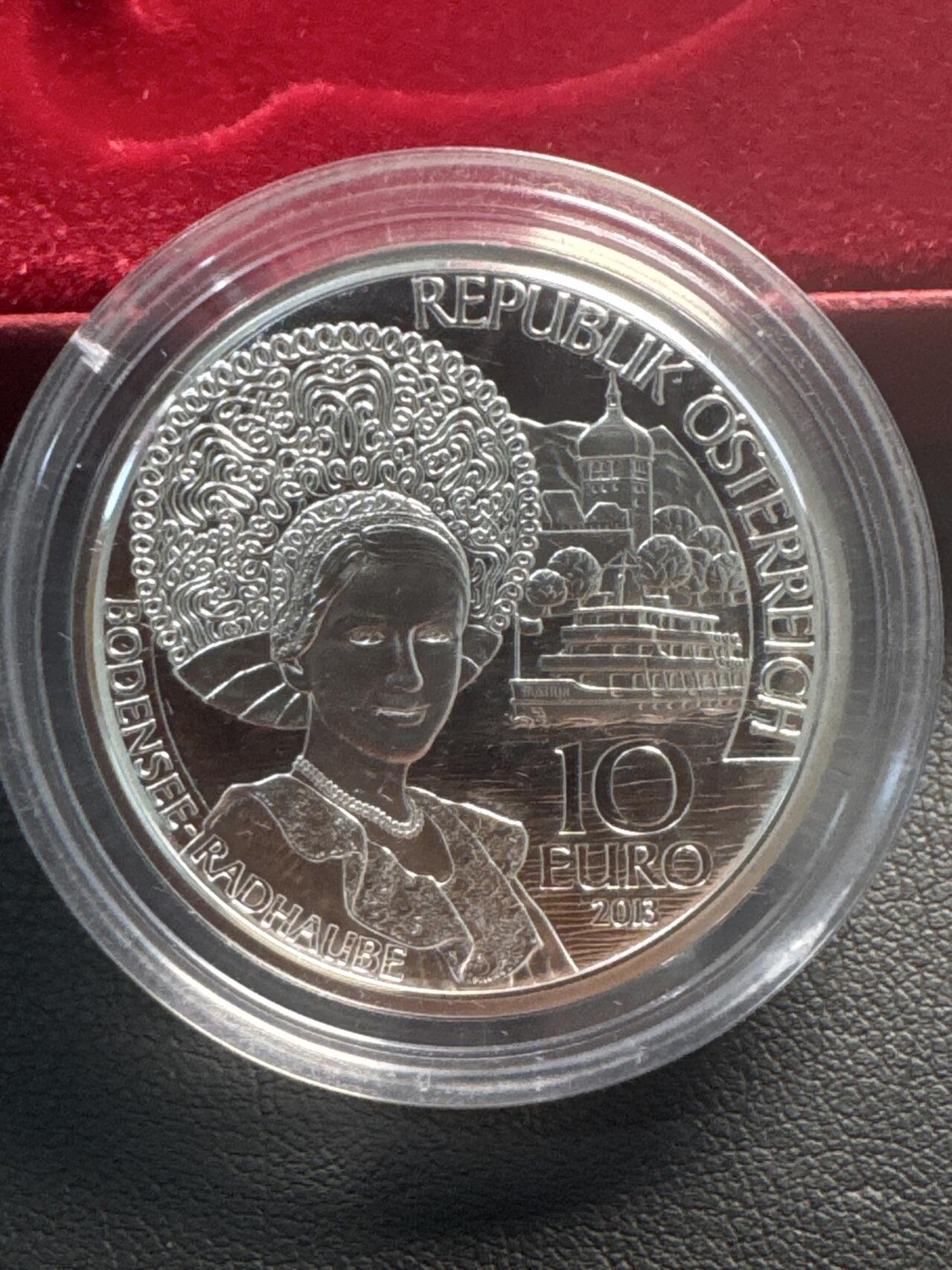 ❤️【币观天下】❤️ 第340期钱币拍卖- 2026.1.23周五晚上6点半场-长期征集拍品 奥地利联邦省系列银币 盒证齐全(面值10欧，重量17.3克)2013-2