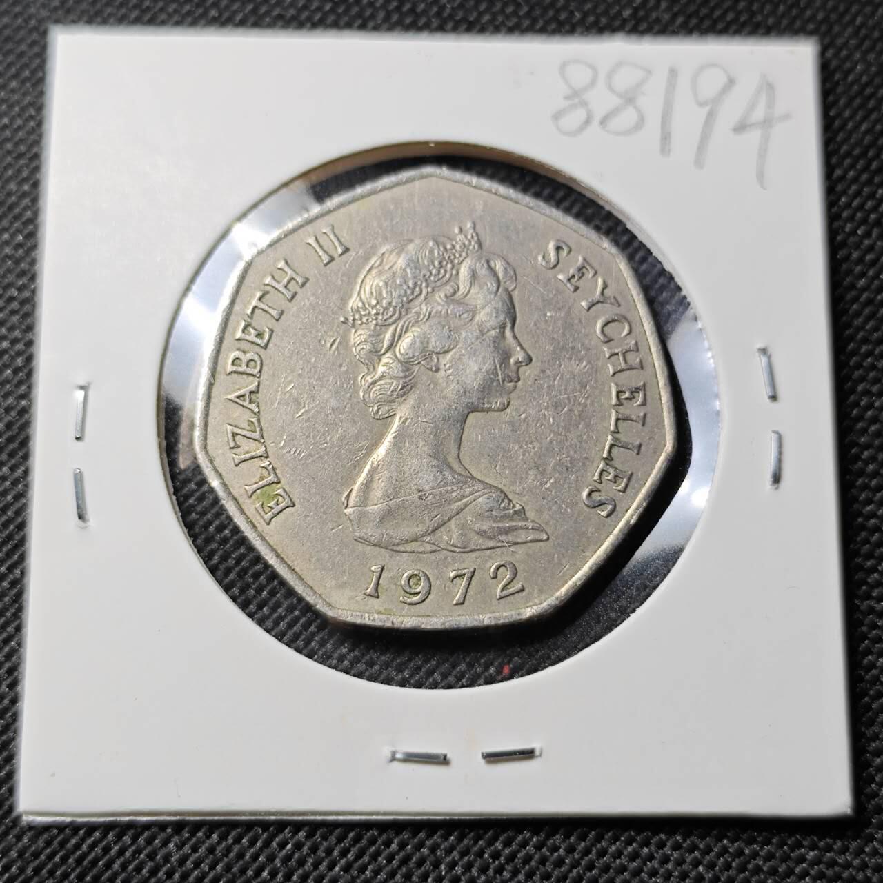 KK钱币收藏小铺  第388期  2月预留时间 周末发货  1972英属塞舌尔5卢比