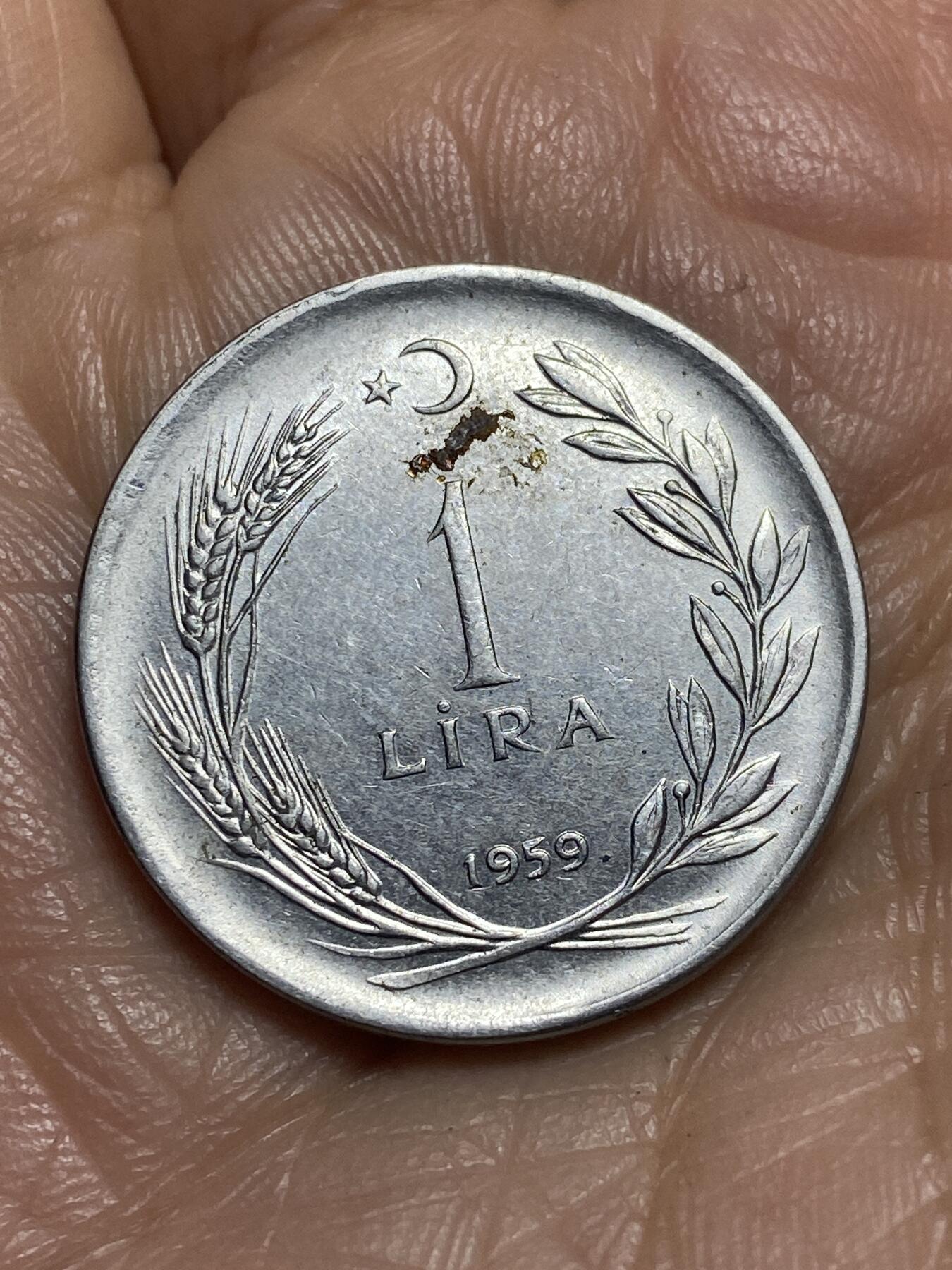 2026年第十三场(总第一百八十二场）外国好品散币场(免佣金) 土耳其🇹🇷1959年1里拉(第五套第二版，8克版，首发年)