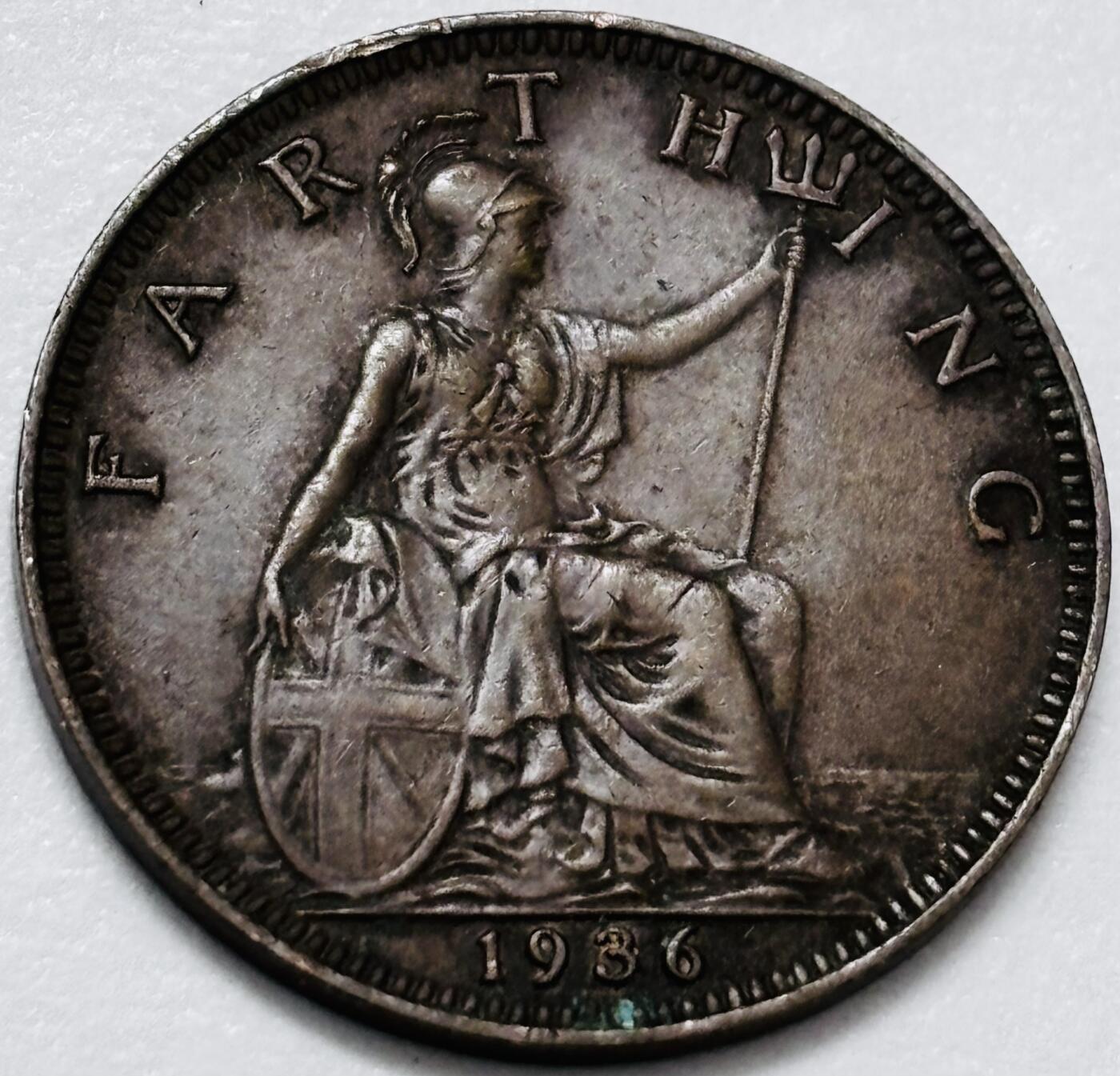 文馨钱币收藏 2026新年第四场（第 290 场）【长期接代拍品】 极美品 1936 年英国乔治五世法新铜币，关门年