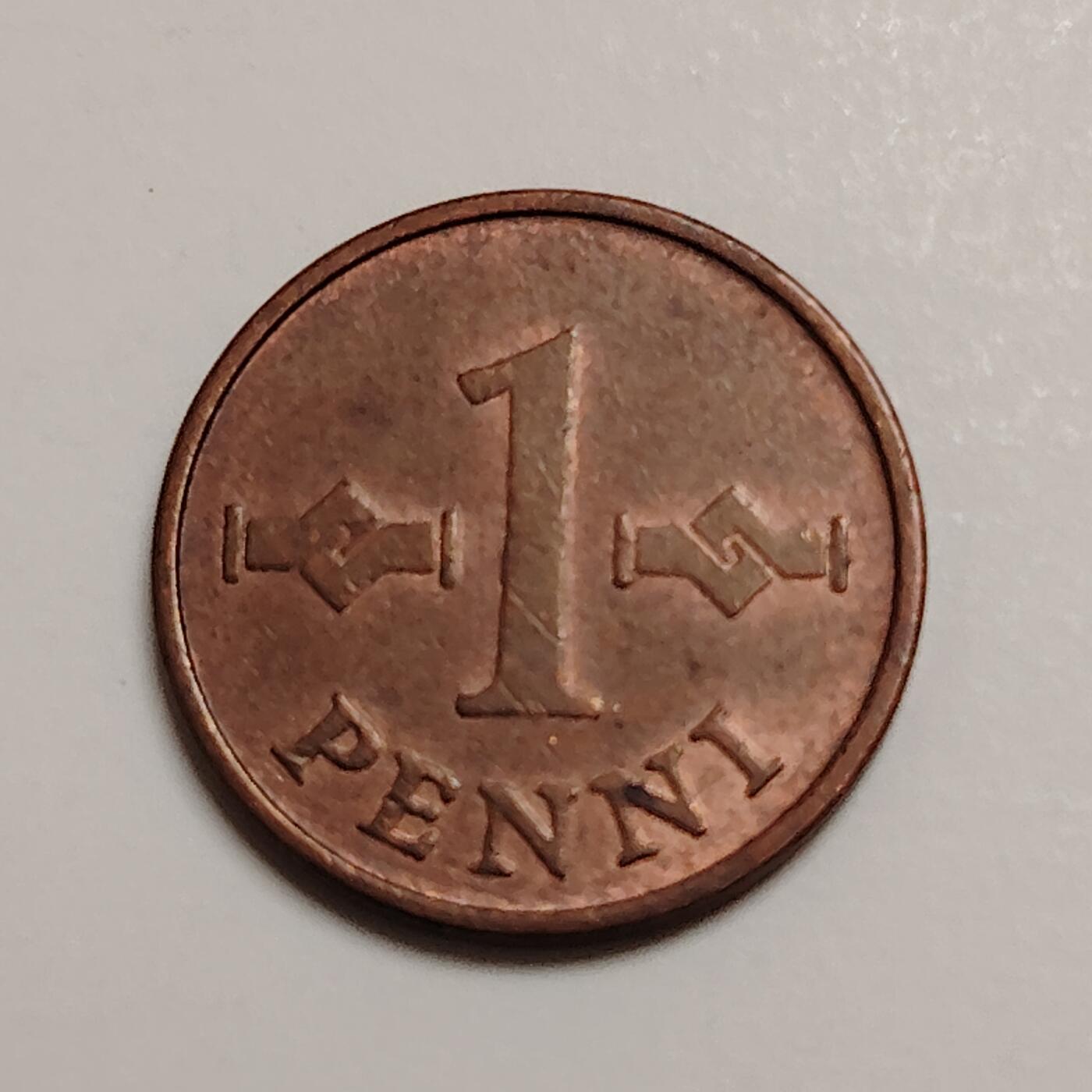 布加迪🐬～世界钱币(上海)🌾第 271 期 /  各国套币和散币 芬兰🇫🇮 1963年 1芬尼