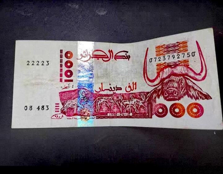 全新阿尔及利亚1998年1000笫纳尔靓品纸币