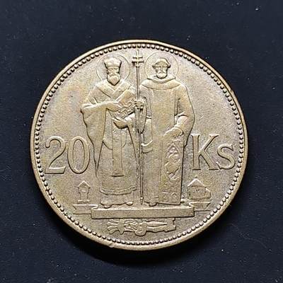 【全场包邮】纯粹捡漏拍497场-持续更新中 - 德占斯洛伐克1941年20克朗圣西里尔和圣美多迪乌斯双圣纪念银币【31毫米15克50%】-B