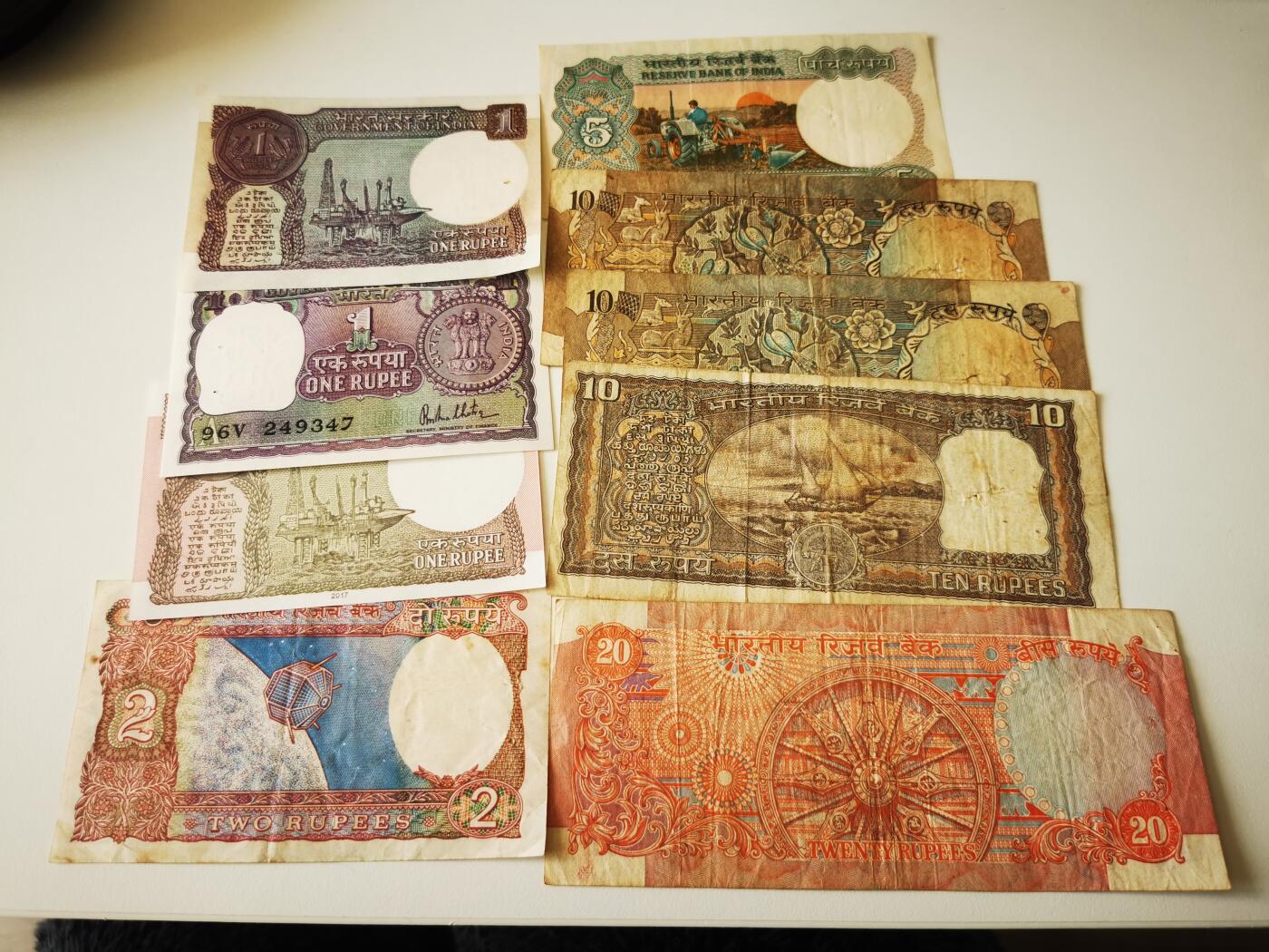 零零发流通品外国纸币拍卖 无佣金 印度一组