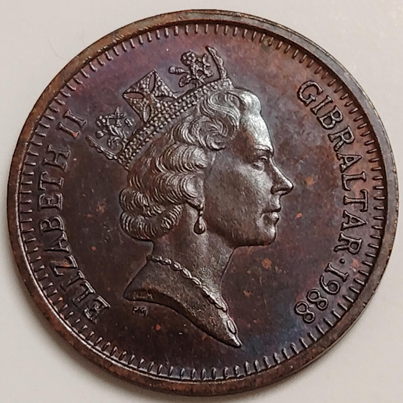 布加迪🐬～世界钱币(上海)🌾第 271 期 /  各国套币和散币 直布罗陀🇬🇮 1988年 2分