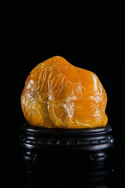 方寸藏珍·寿山田黄印章专场（一） - 寿山田黄石《柳阴渔乐》摆件