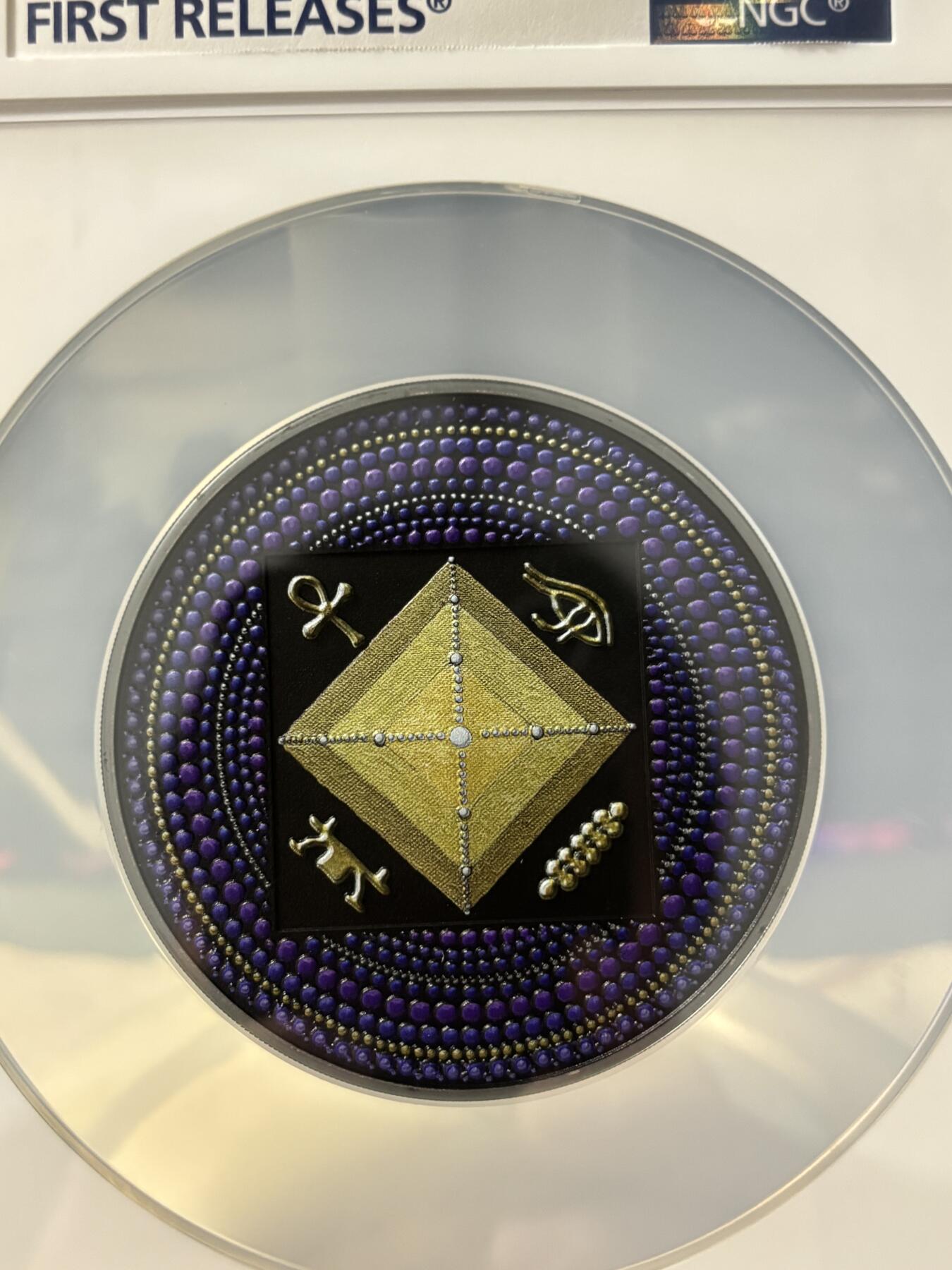 第189期拍卖 帕劳2022年点画埃及金字塔3盎司彩银币NGC-PF70首无盒无证书，999银，发行333枚