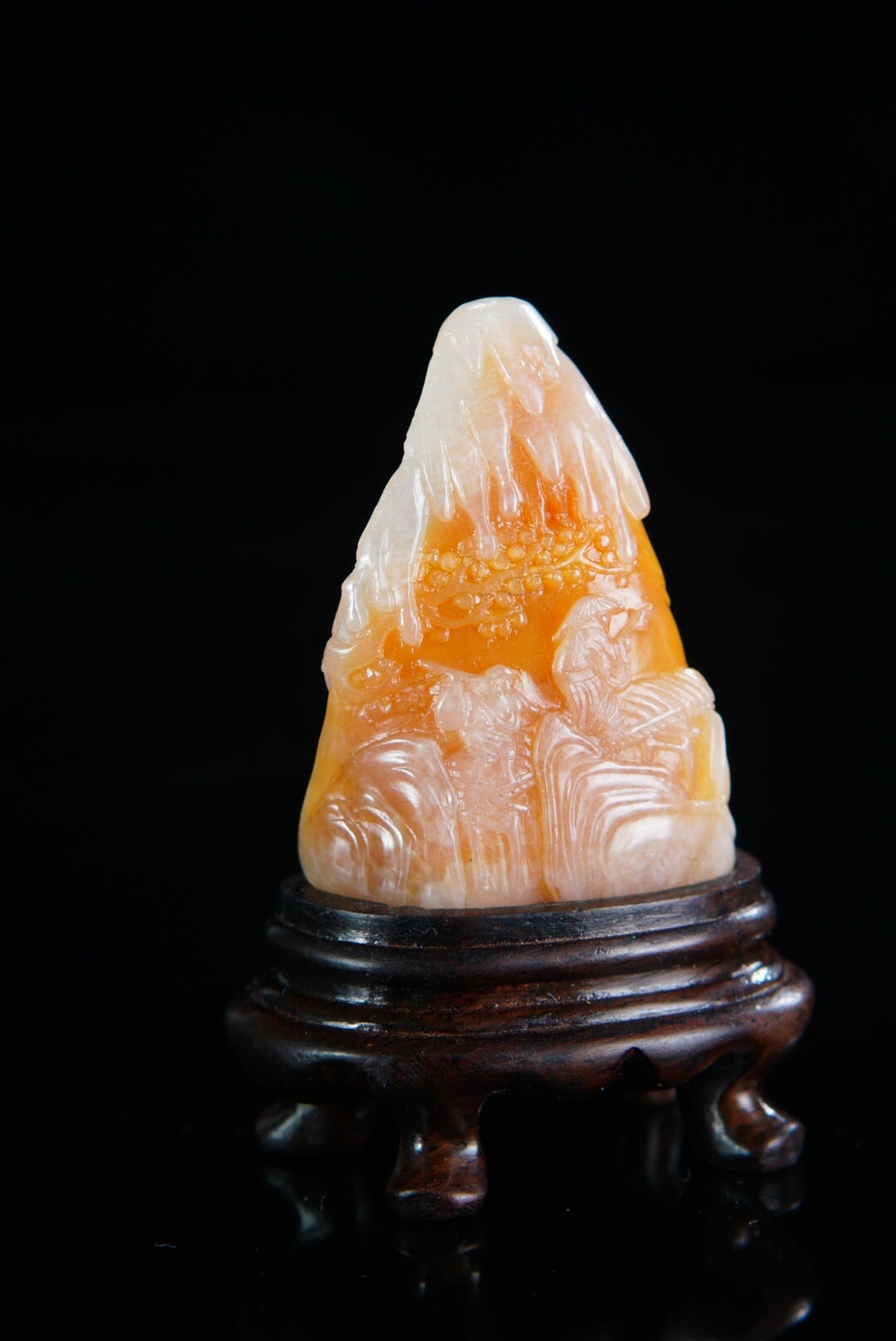 方寸藏珍·寿山田黄印章专场（一） 寿山银裹金田黄石《行旅图》摆件