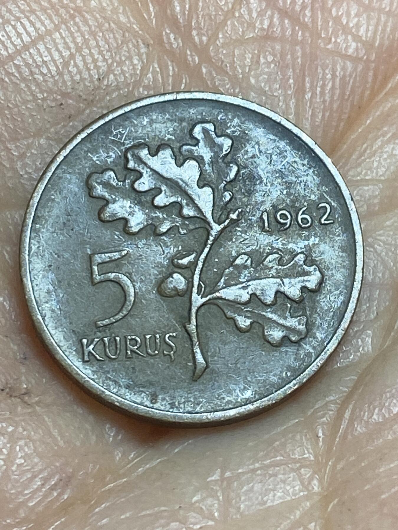 2026年第十三场(总第一百八十二场）外国好品散币场(免佣金) 土耳其🇹🇷1962年5库鲁什(第五套第一版，2.5克版)