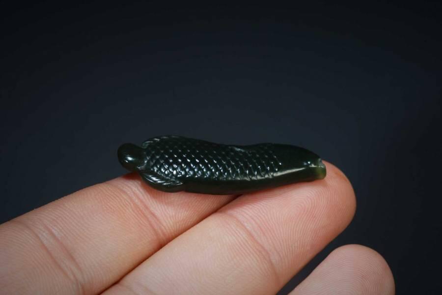 上海都达杂项专场五（全场包邮） 天然和田玉青玉精雕《金龙鱼》挂件87-65