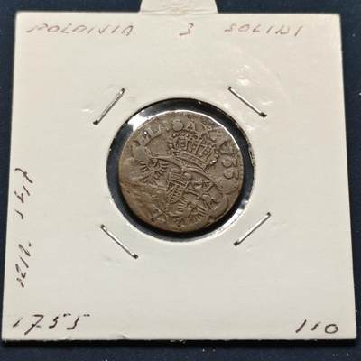 【全场包邮】纯粹捡漏拍496场-持续更新中 - 【古钱】波兰立陶宛联邦1755年奥古斯都三世3索利德铜币