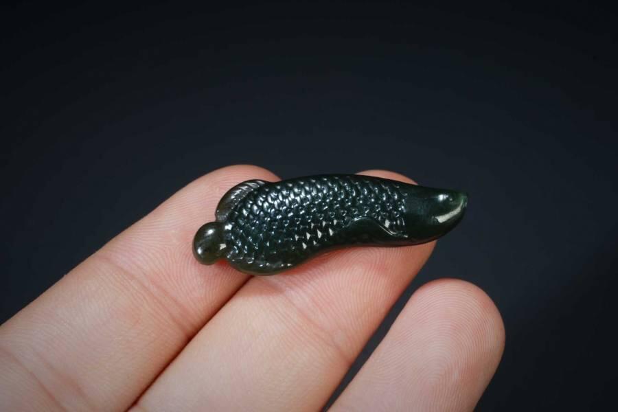 上海都达杂项专场五（全场包邮） 天然和田玉青玉精雕《金龙鱼》挂件87-65