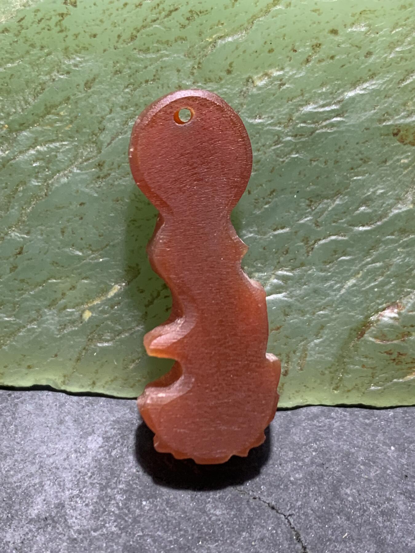 精美亚光高玉化柿子红玛瑙雕刻观音菩萨通货吊坠一个