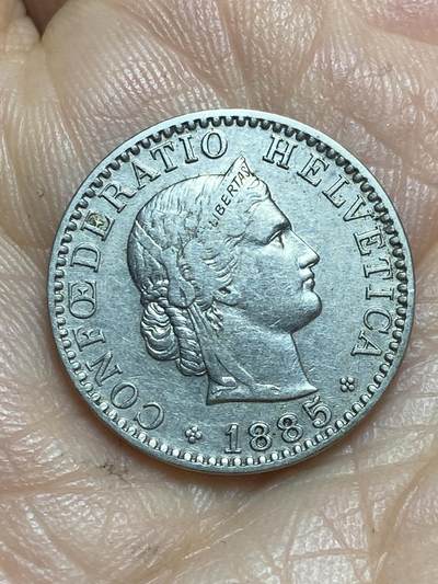 2026年第十三场(总第一百八十二场）外国好品散币场(免佣金) - 稀少早期年份–瑞士🇨🇭1885年20拉彭(第二版，B标伯尔尼造)