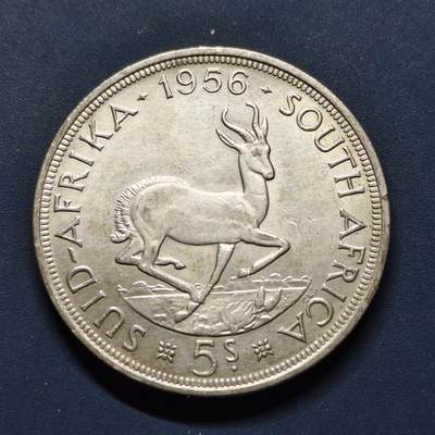 【全场包邮】纯粹捡漏拍497场-持续更新中 - 南非1956年女王5先令大银币【38.61毫米28.28克50%】