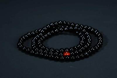 上海都达杂项专场五（全场包邮） - 天然黑玛瑙0.4圆珠多圈手串 附鉴定证书87-291