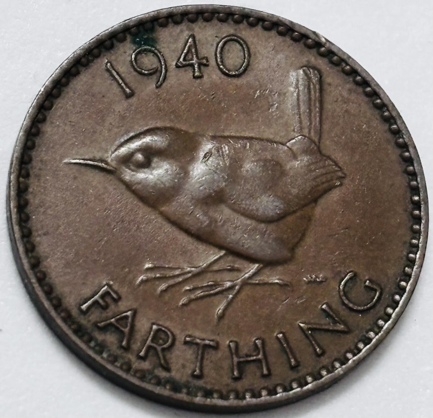 文馨钱币收藏 2026新年第四场（第 290 场）【长期接代拍品】 巧克力包浆极美品1940 年英国乔治六世法新铜币，第一版本