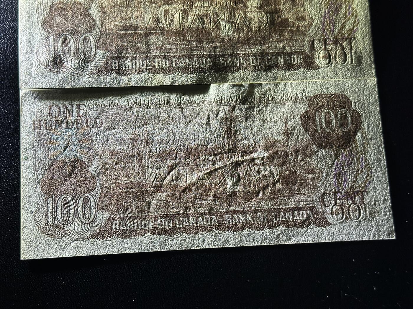《外钞收藏家》第六百零四期（精品场）（本平台长期征集拍品、欢迎藏友们联系合作） 加拿大景观版50和100加元 三五张一起 全新 100加元边有轻微潮 一张有压印
