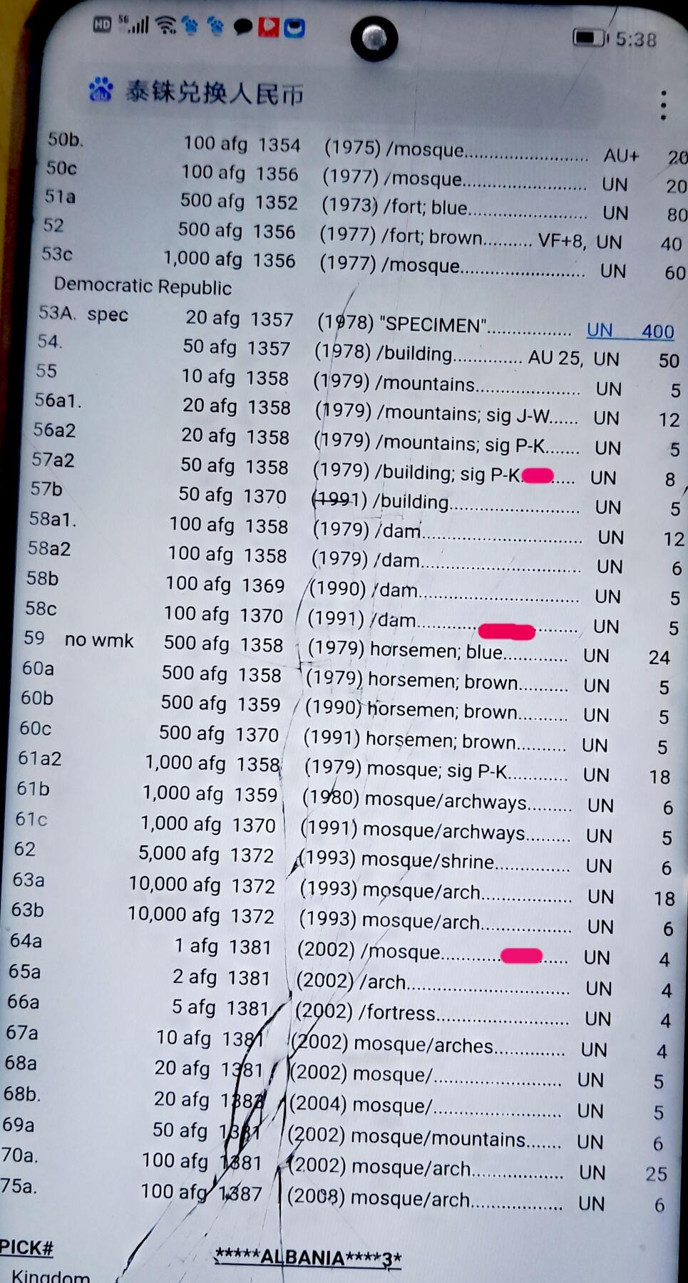 阿富汗2002、1979、1991年1、50、100阿尼5枚一组