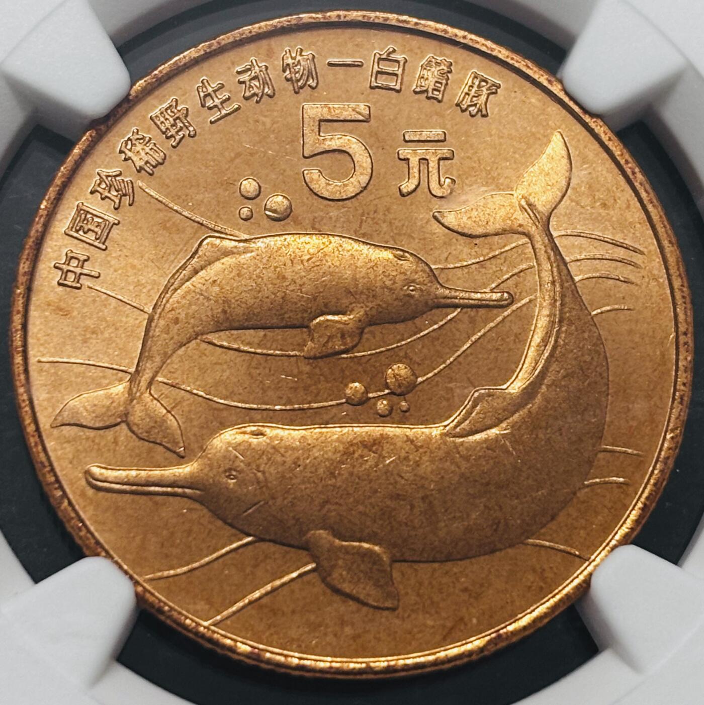 文馨钱币收藏 2026新年第四场（第 290 场）【长期接代拍品】 NGC 评级 MS66RD1996 年中国珍稀野生动物鮨豚，原铜光满状态