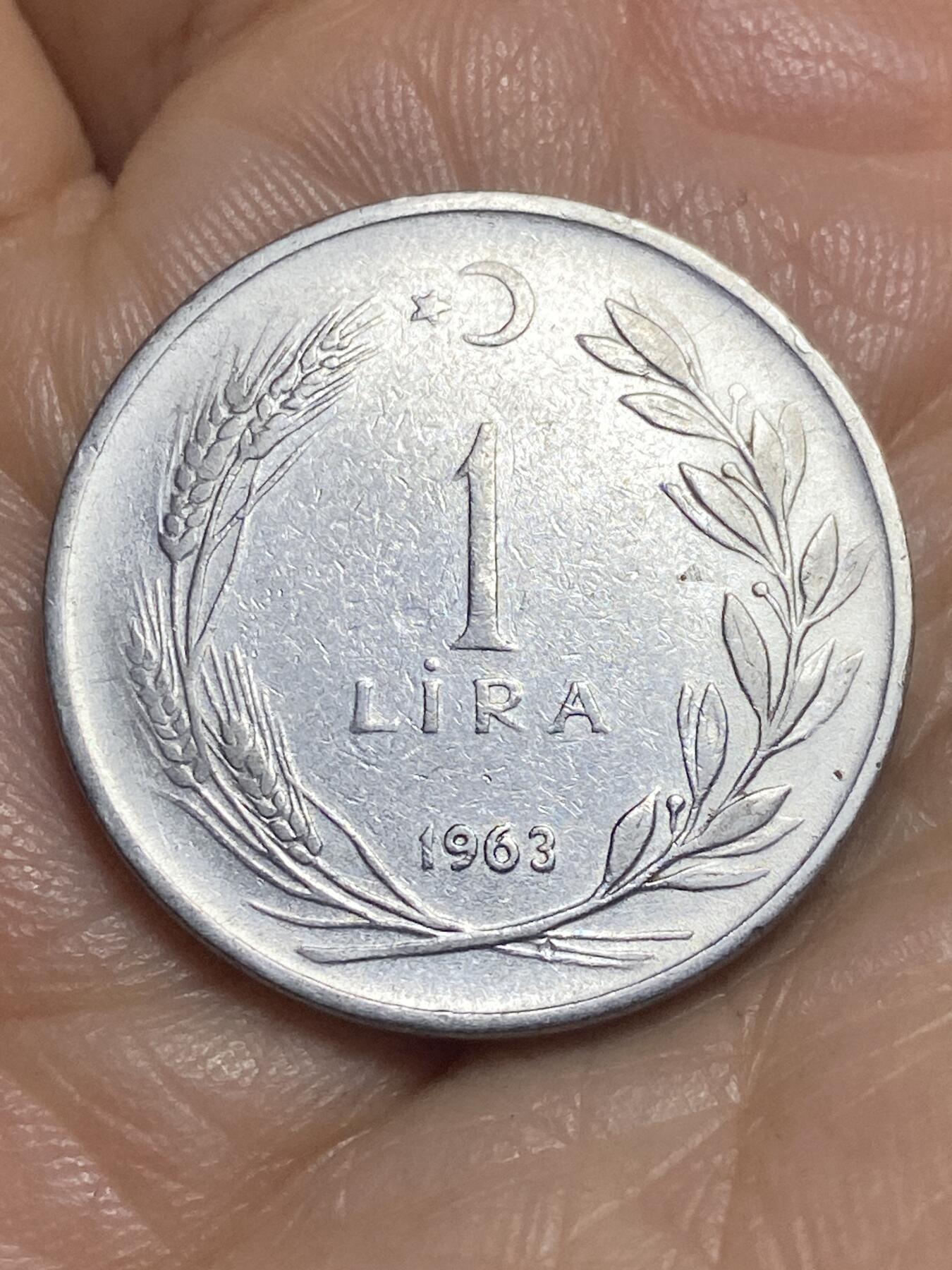 2026年第十三场(总第一百八十二场）外国好品散币场(免佣金) 土耳其🇹🇷1963年1里拉(第五套第二版，8克版)