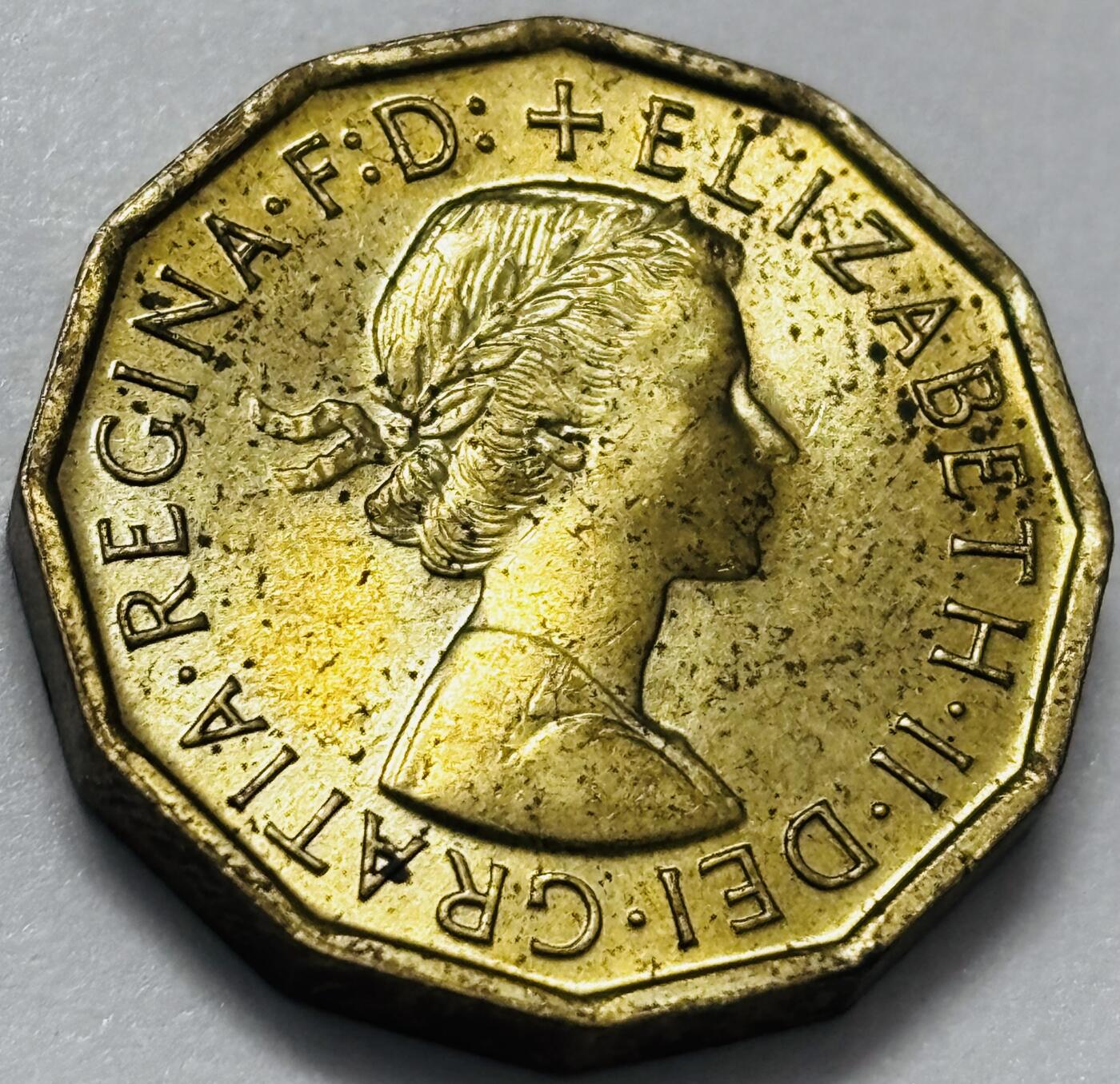 文馨钱币收藏 2026新年第四场（第 290 场）【长期接代拍品】 原铜光 1967 年英国 3 便士铜币，普制币关门版