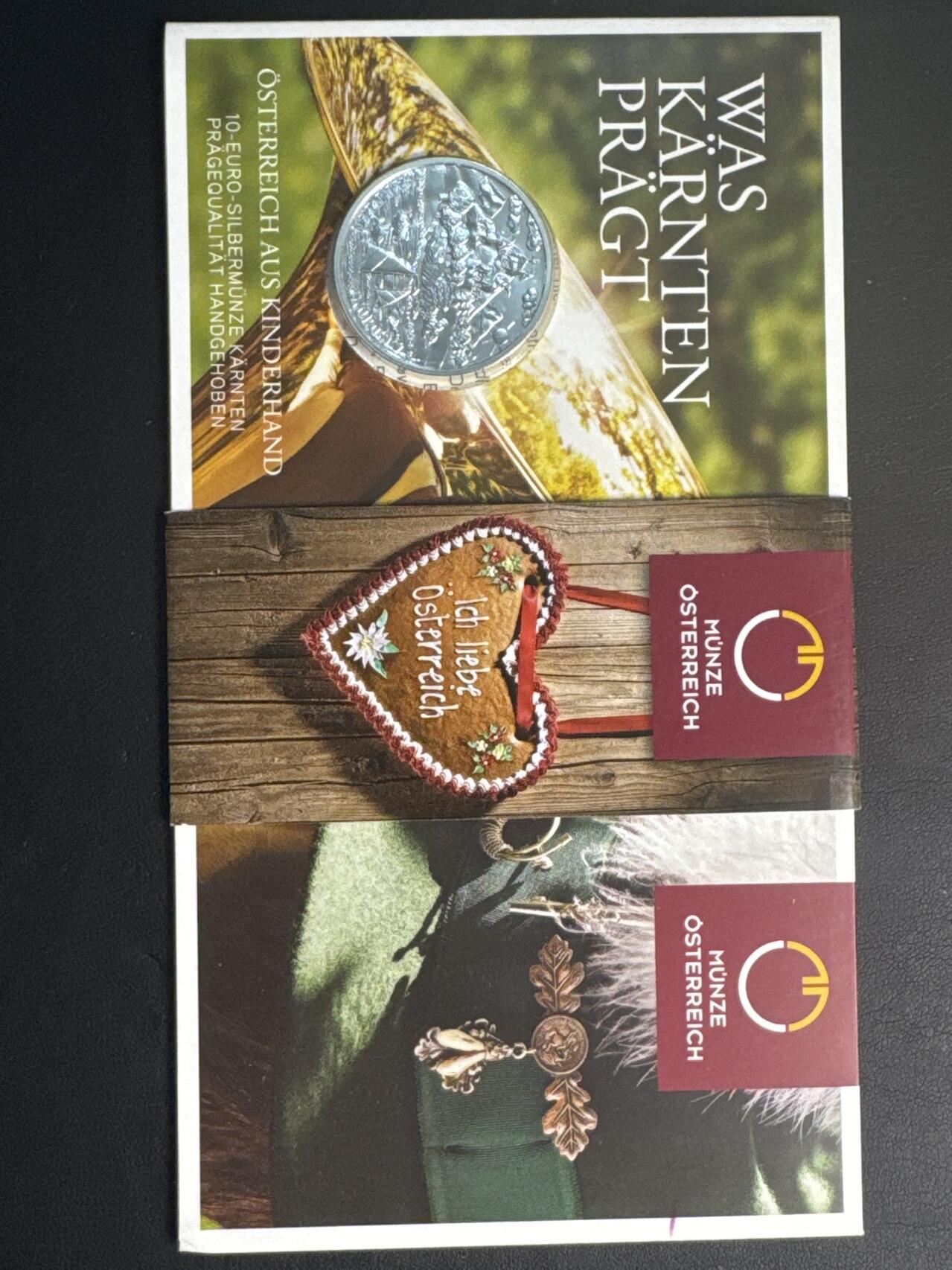 ❤️【币观天下】❤️ 第340期钱币拍卖- 2026.1.23周五晚上6点半场-长期征集拍品 奥地利联邦省系列银币 原厂封装卡册(面值10欧，重量17.3克)2012年卡林西娅州