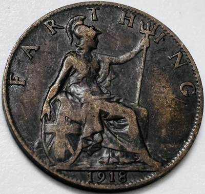 文馨钱币收藏 2026新年第四场（第 290 场）【长期接代拍品】 - 1918 年英国乔治五世法新铜币