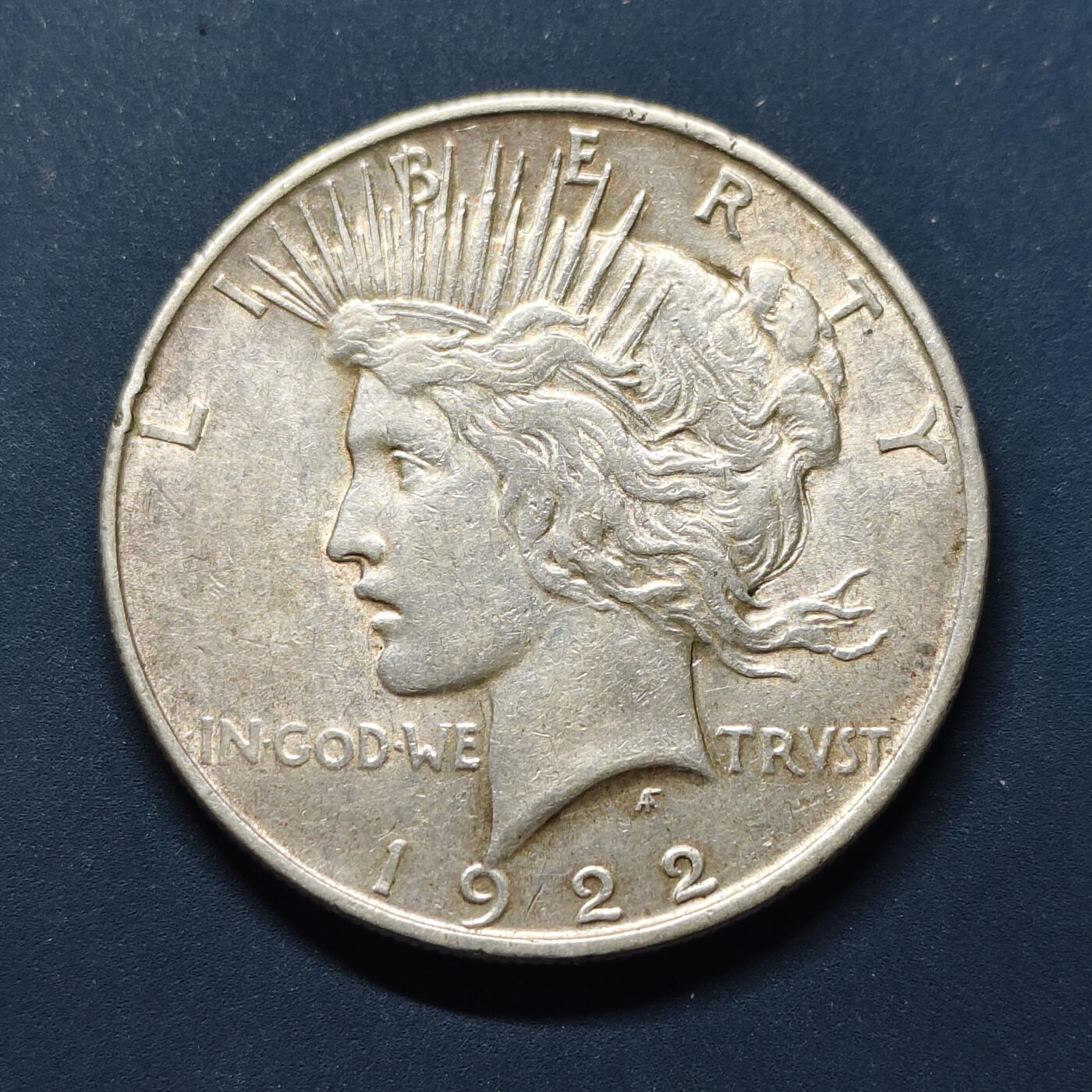 【全场包邮】纯粹捡漏拍497场-持续更新中 美国1922年1元和平银币【38.1毫米26.73克90%】