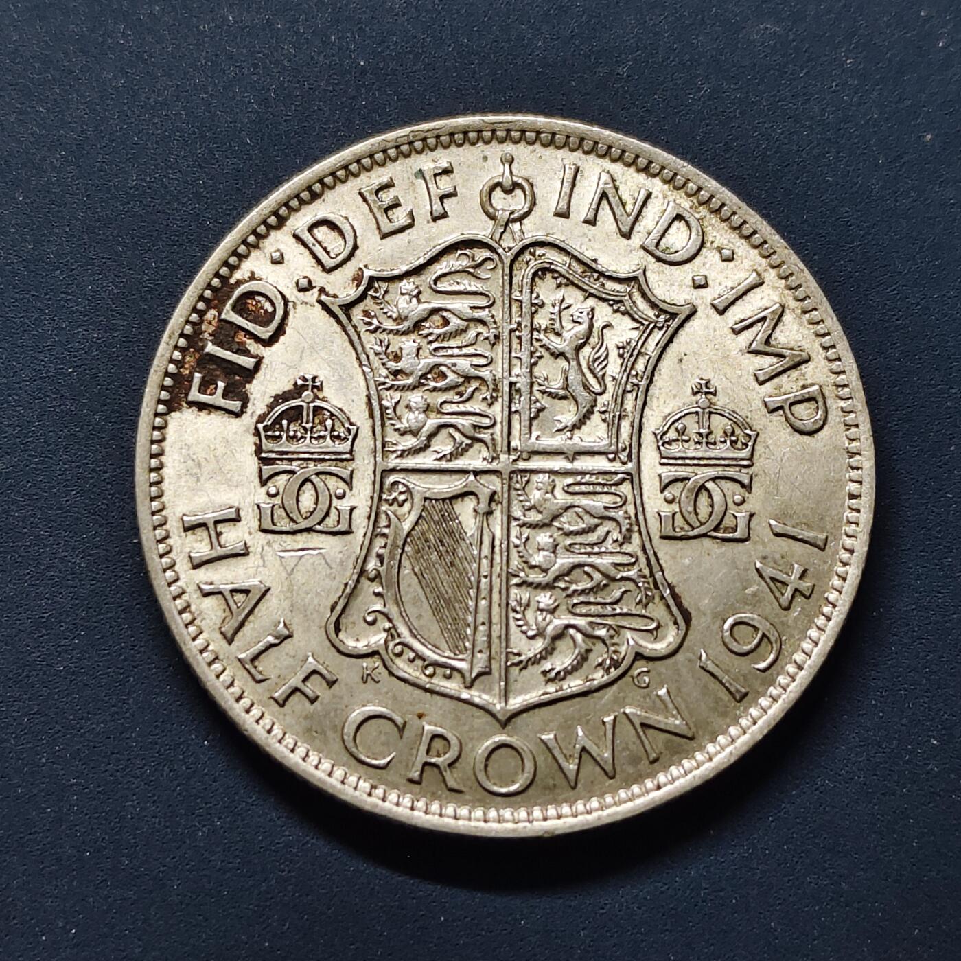 【全场包邮】纯粹捡漏拍497场-持续更新中 英国1941年乔治六世半克朗银币【32.3毫米14.14克50%】