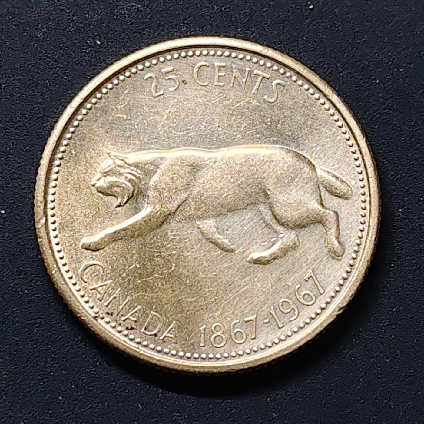 【全场包邮】纯粹捡漏拍496场-持续更新中 加拿大1967年25分联邦百年纪念银币【23.88毫米5.83克80%】