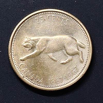 【全场包邮】纯粹捡漏拍496场-持续更新中 - 加拿大1967年25分联邦百年纪念银币【23.88毫米5.83克80%】