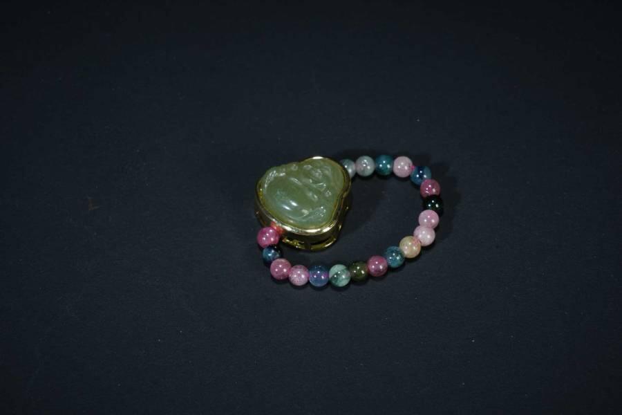 上海都达杂项专场五（全场包邮） 和田玉佛公弹力戒指 附鉴定证书87-78