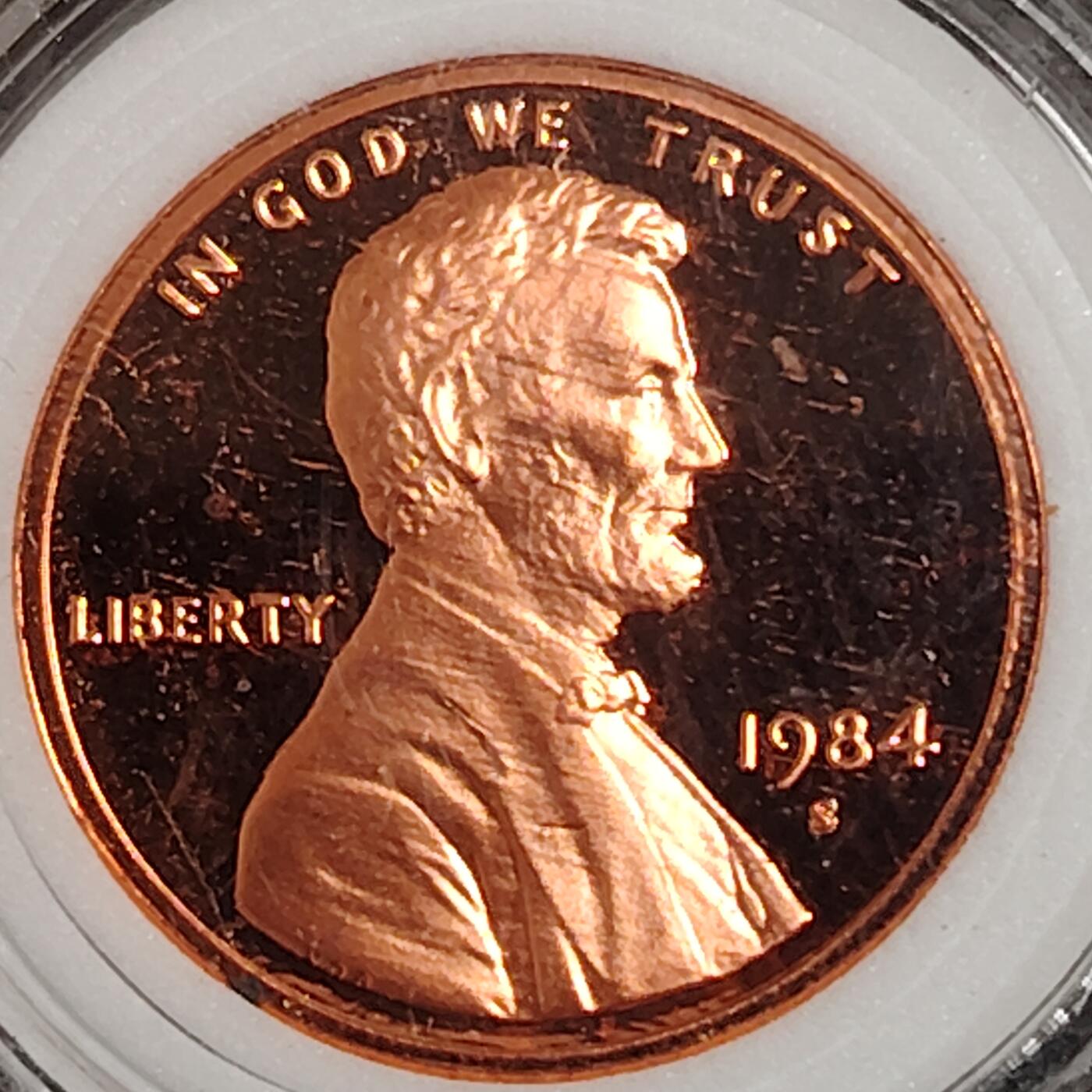 布加迪🐬～世界钱币(上海)🌾第 270 期 /  各国套币和散币 美国🇺🇸 1984年 1分 林肯头像精制币