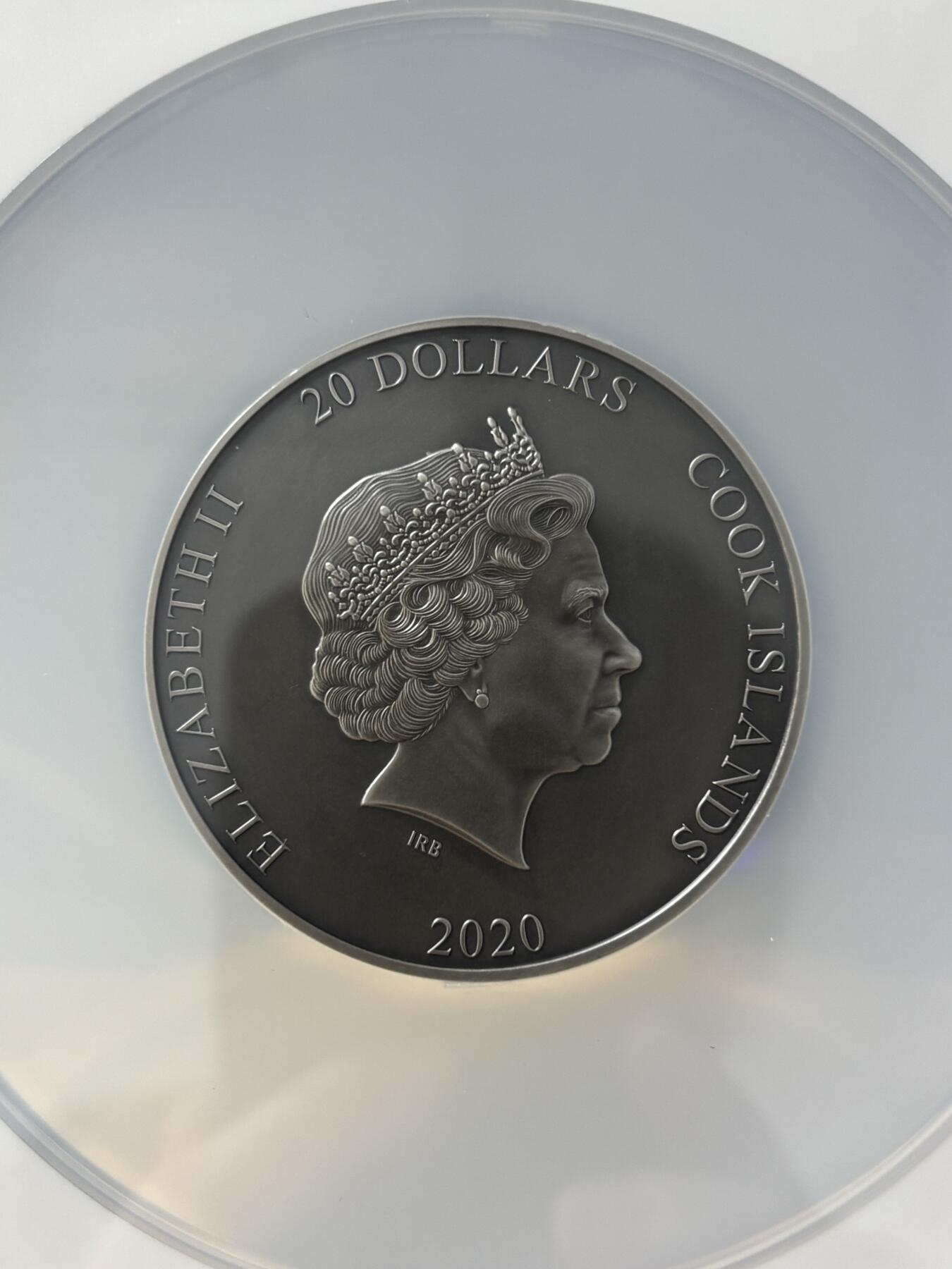 第189期拍卖 库克2020年泰坦神火神3盎司高浮雕银币NGC-MS70首无盒无证书，999银，发行333枚