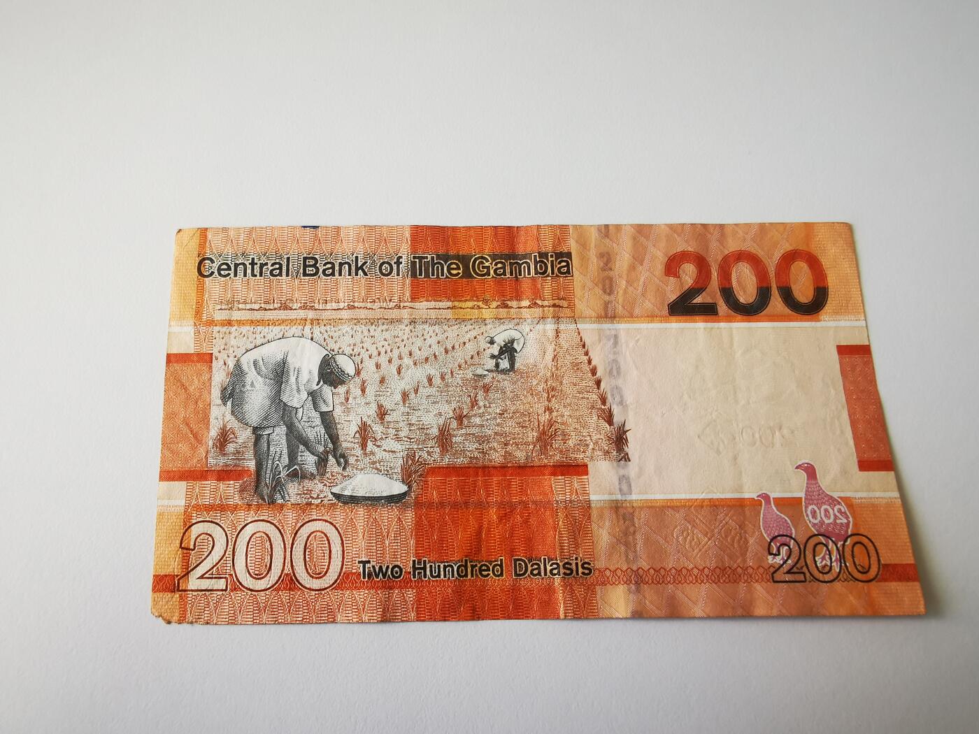 零零发流通品外国纸币拍卖 无佣金 冈比亚角有点残