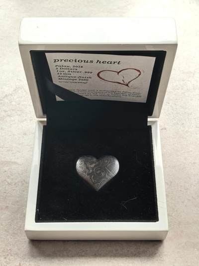 博洋堂世界钱币拍卖第158期（全场包邮） - 2018年帕劳5元仿古银币 珍贵的心 1盎司999银 盒证全 发行量：2500