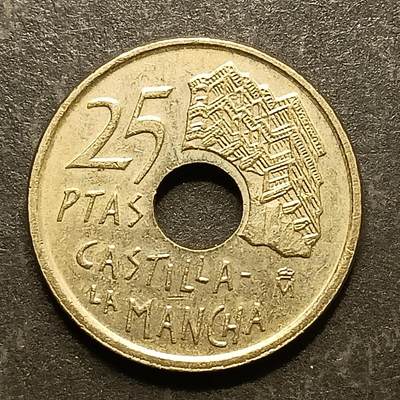 逸泉钱币2026A第五场A各国纸币沙俄散币纪念币系列A702-882 - 804 西班牙25比塞塔中孔