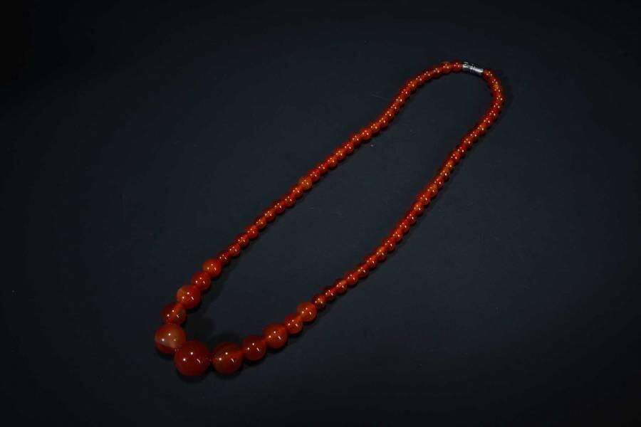 上海都达杂项专场五（全场包邮） 天然红玛瑙项链 附鉴定证书87-289
