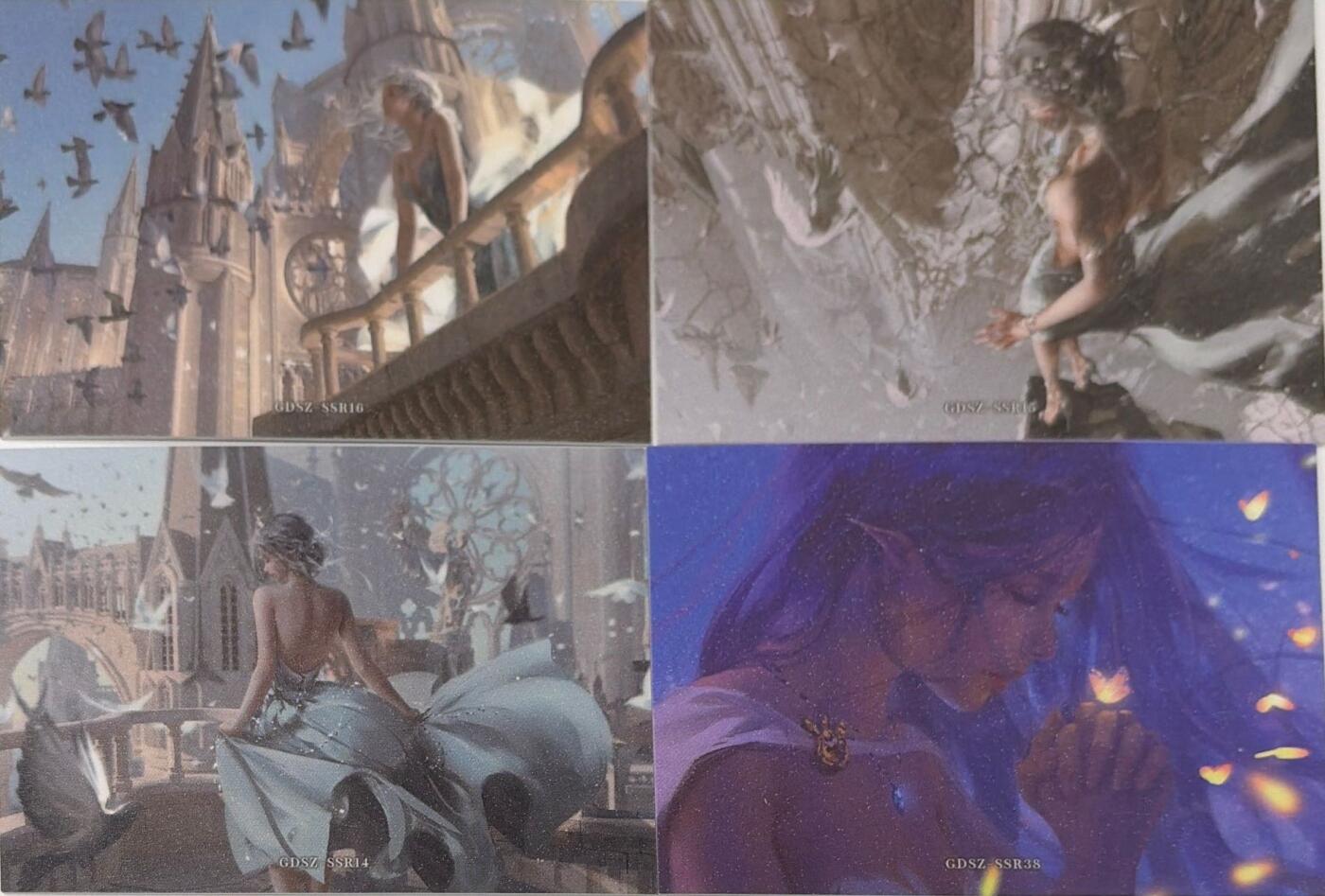 秋萤阁第43期 (1月23号周五晚上21点截拍，欢迎竞拍)  集卡社鬼刀 中位卡 带细闪 4张