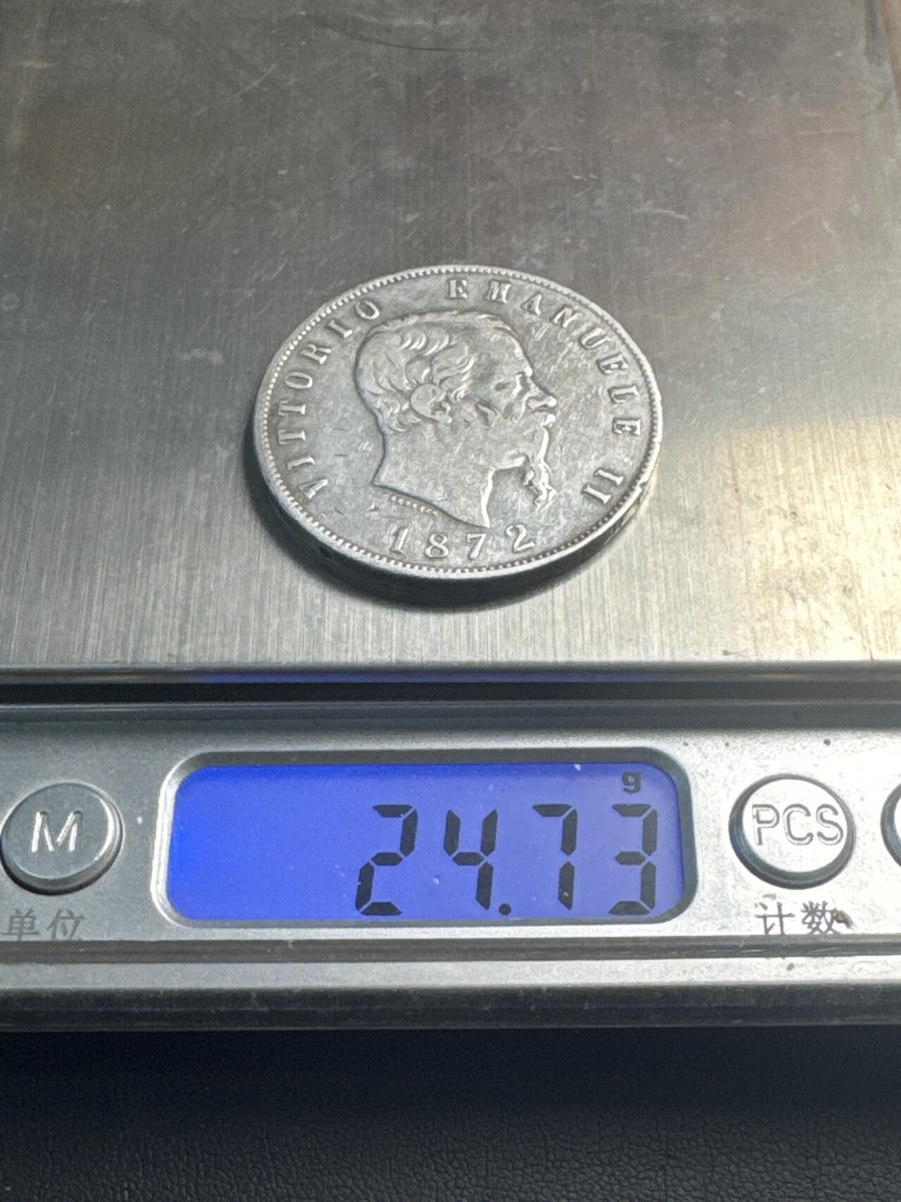 ❤️【币观天下】❤️ 第340期钱币拍卖- 2026.1.23周五晚上6点半场-长期征集拍品 意大利1872年5里拉银币25克900银