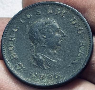 文馨钱币收藏 2026新年第四场（第 290 场）【长期接代拍品】 - 少见极美品 1896 年英国乔治三世小车轮半便士铜币，传世温润黑漆古包浆，细节完美