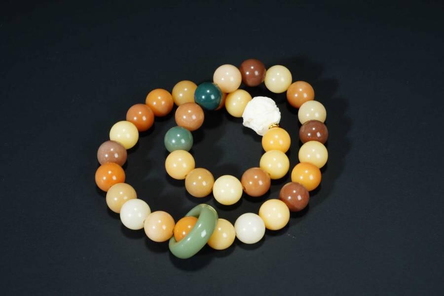 上海都达杂项专场五（全场包邮） 多彩菩提圆珠双圈手串87-280