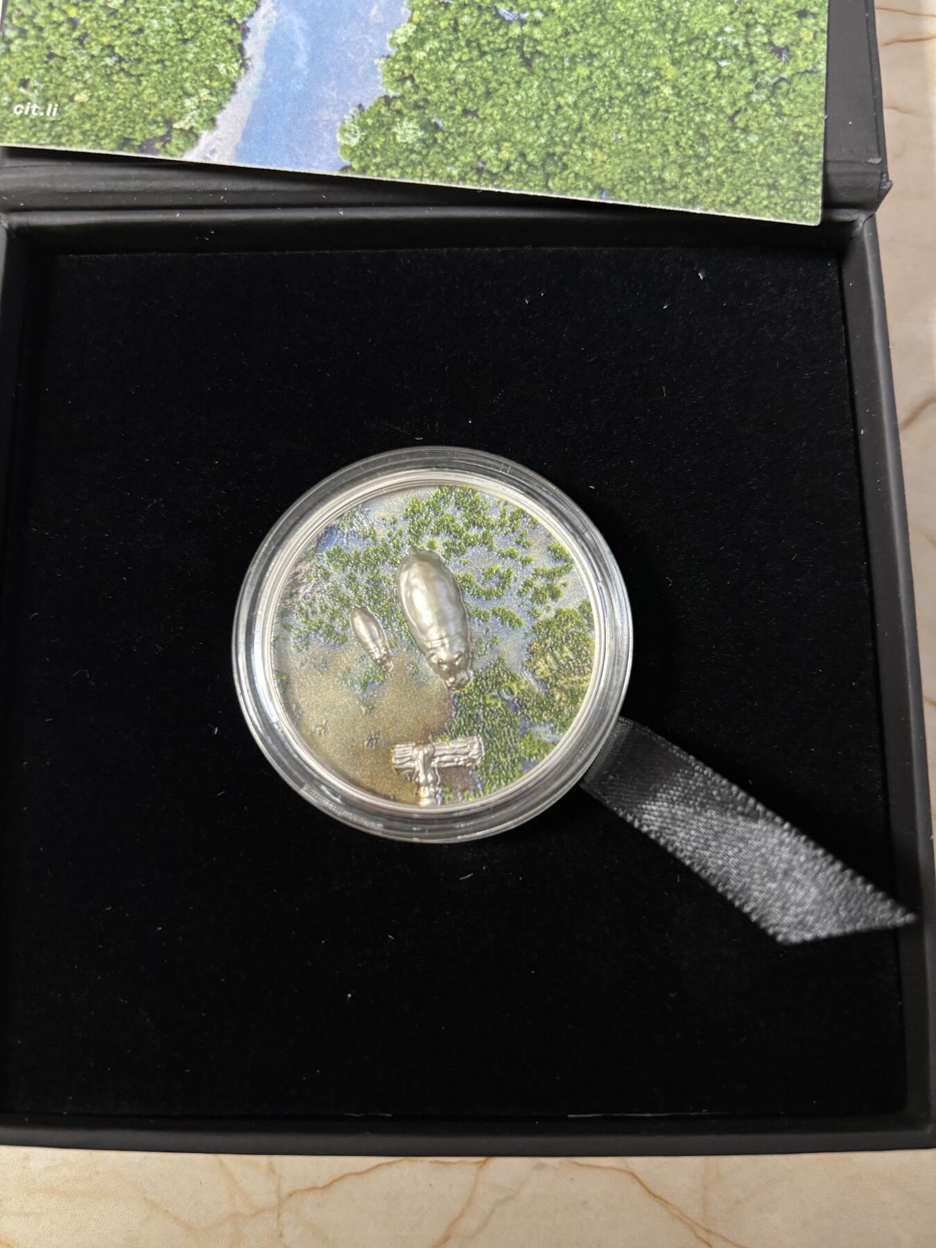 第189期拍卖 帕劳2023年危险动物河马1盎司双面高浮雕纪念彩色银币，999银，发行2023枚