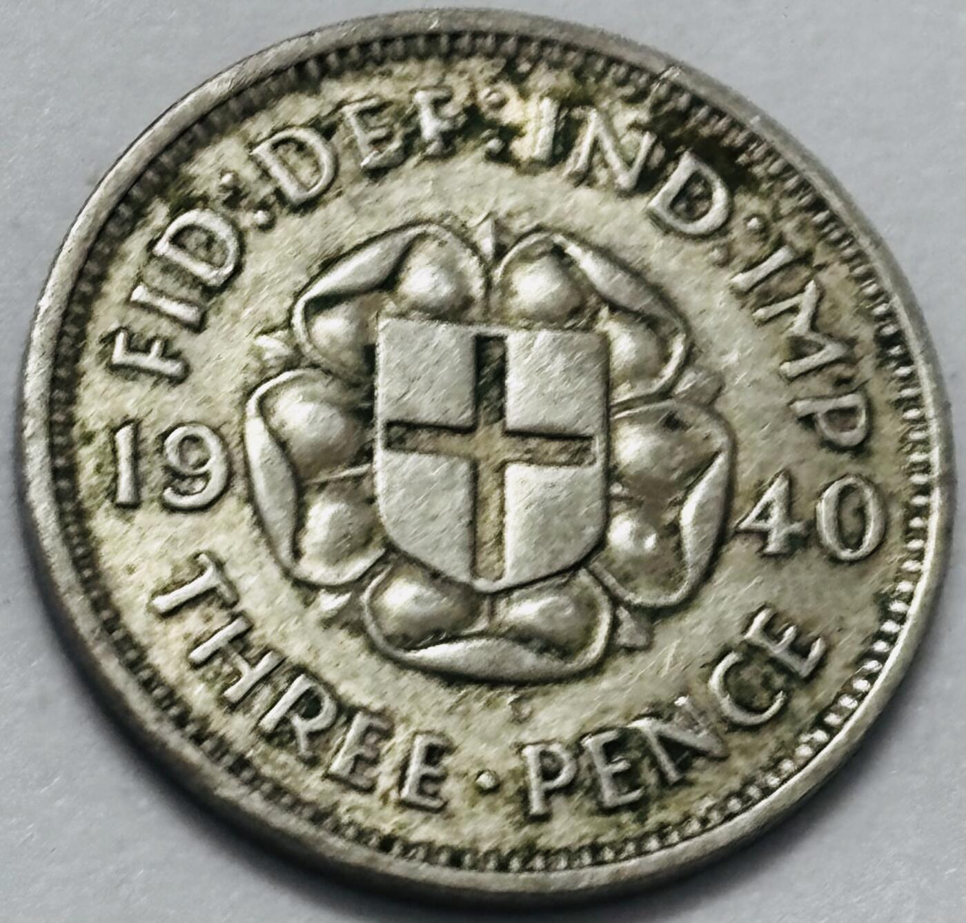 文馨钱币收藏 2026新年第四场（第 290 场）【长期接代拍品】 带光好品 1940 年英国乔治六世 3 便士银币，1.4 克 500 银