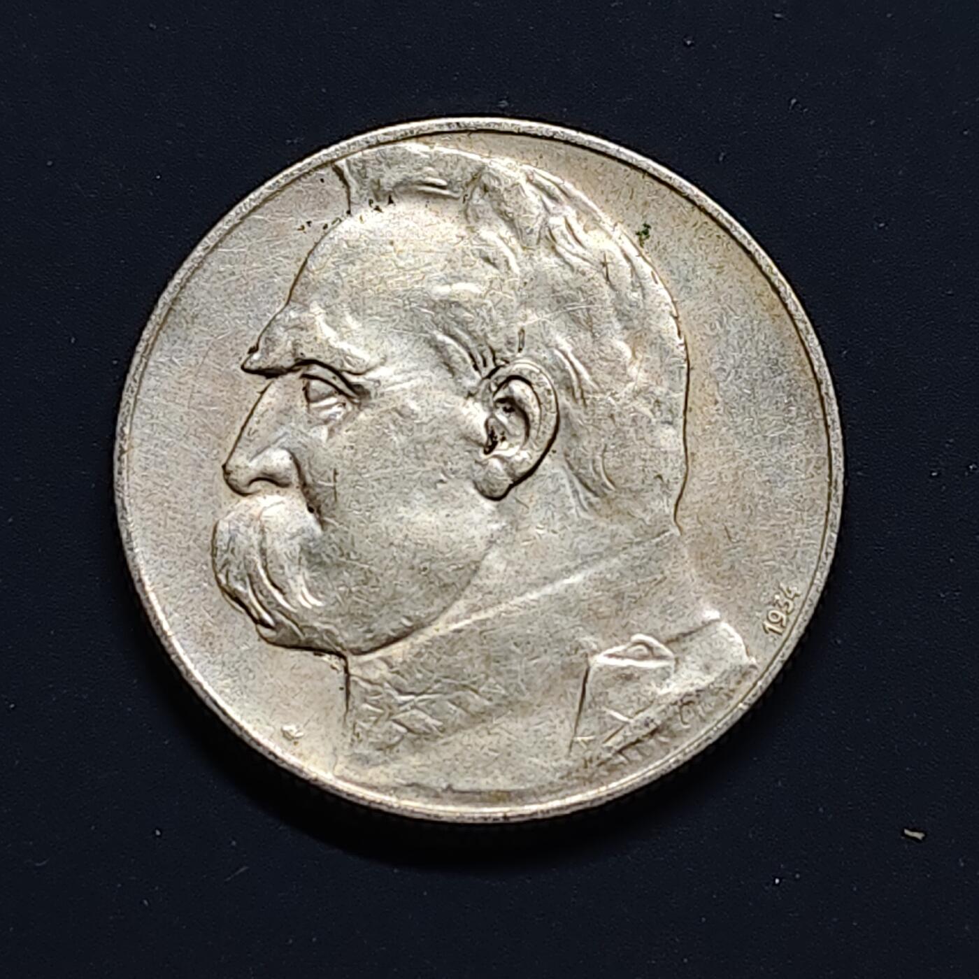 【全场包邮】纯粹捡漏拍497场-持续更新中 波兰1934年5兹洛提毕苏斯基银币【28毫米11克75%】