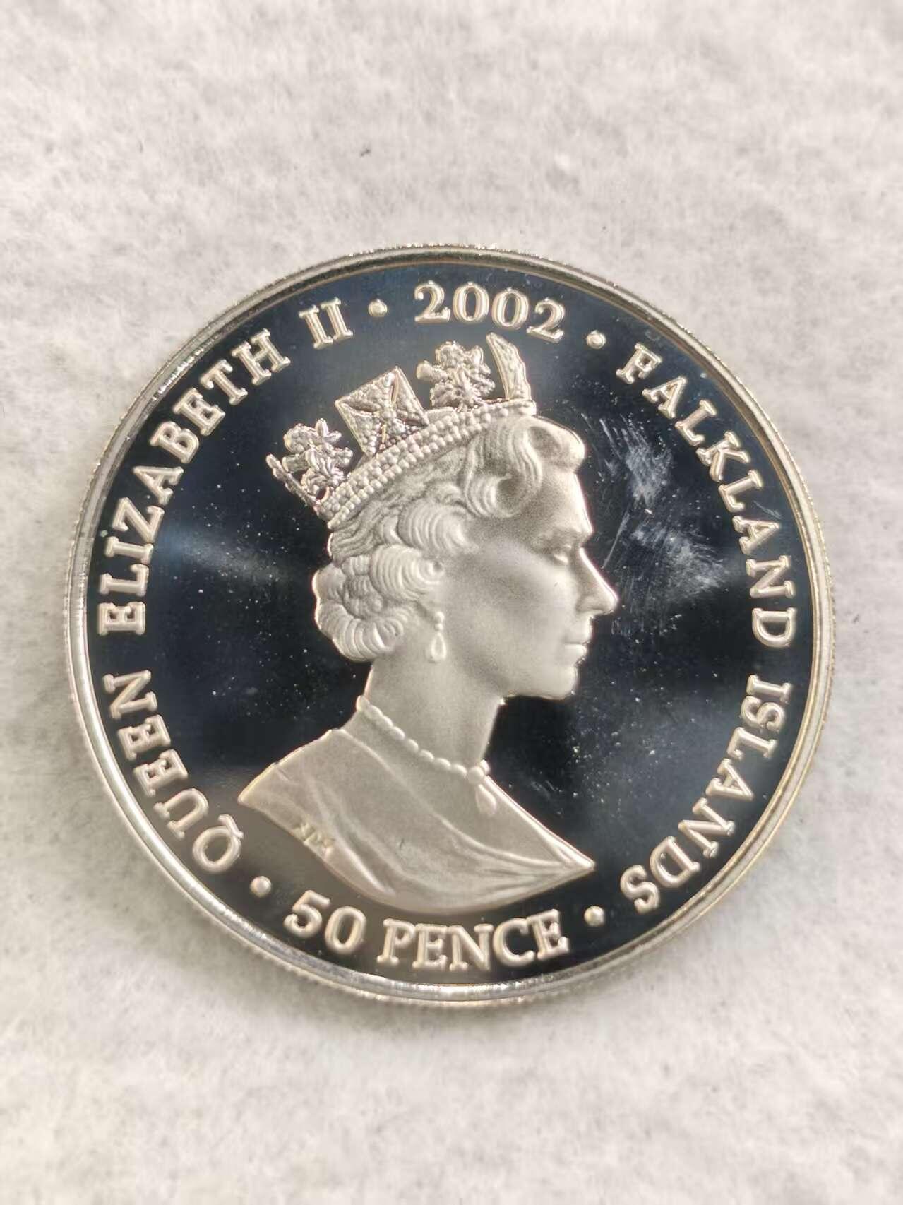 G&W世界散币，银币处理专场（第44场） 福克兰2002年50便士  伊丽莎白二世登基50周年   克朗型