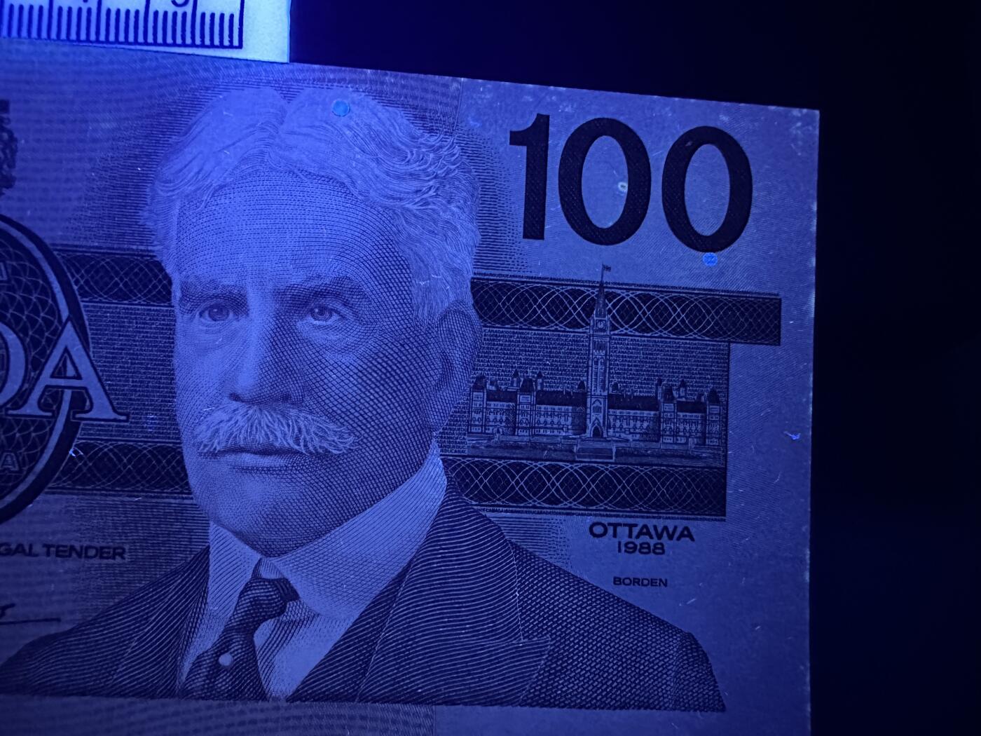 《外钞收藏家》第六百零四期（精品场）（本平台长期征集拍品、欢迎藏友们联系合作） 加拿大鸟100加元 2张一起2个签名 接近全新 边角有些瑕疵 潮点