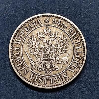 【全场包邮】纯粹捡漏拍496场-持续更新中 - 俄占芬兰1890年1马克银币【24毫米5.18克86.8%】