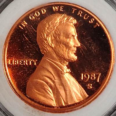 布加迪🐬～世界钱币(上海)🌾第 270 期 /  各国套币和散币 - 美国🇺🇸 1987年 1分 林肯头像精制币